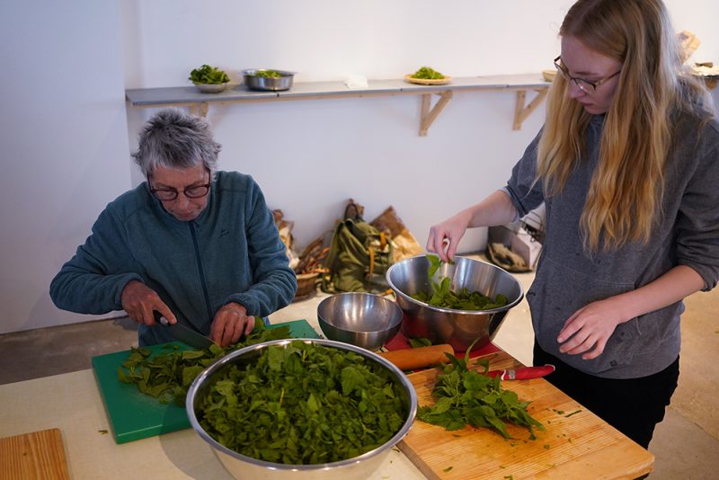 pr&eacute;paration des orties pour les chaussons