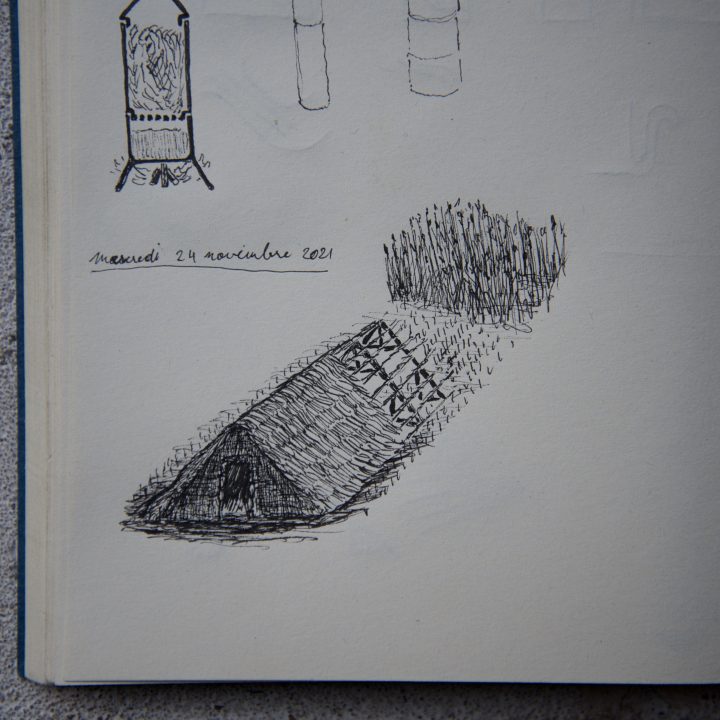 croquis d'une architecture en paille de seigle /