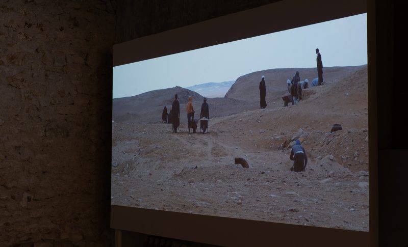 Projection de "Terre br&ucirc;l&eacute;e" pendant l'exposition "Sortie de terre".