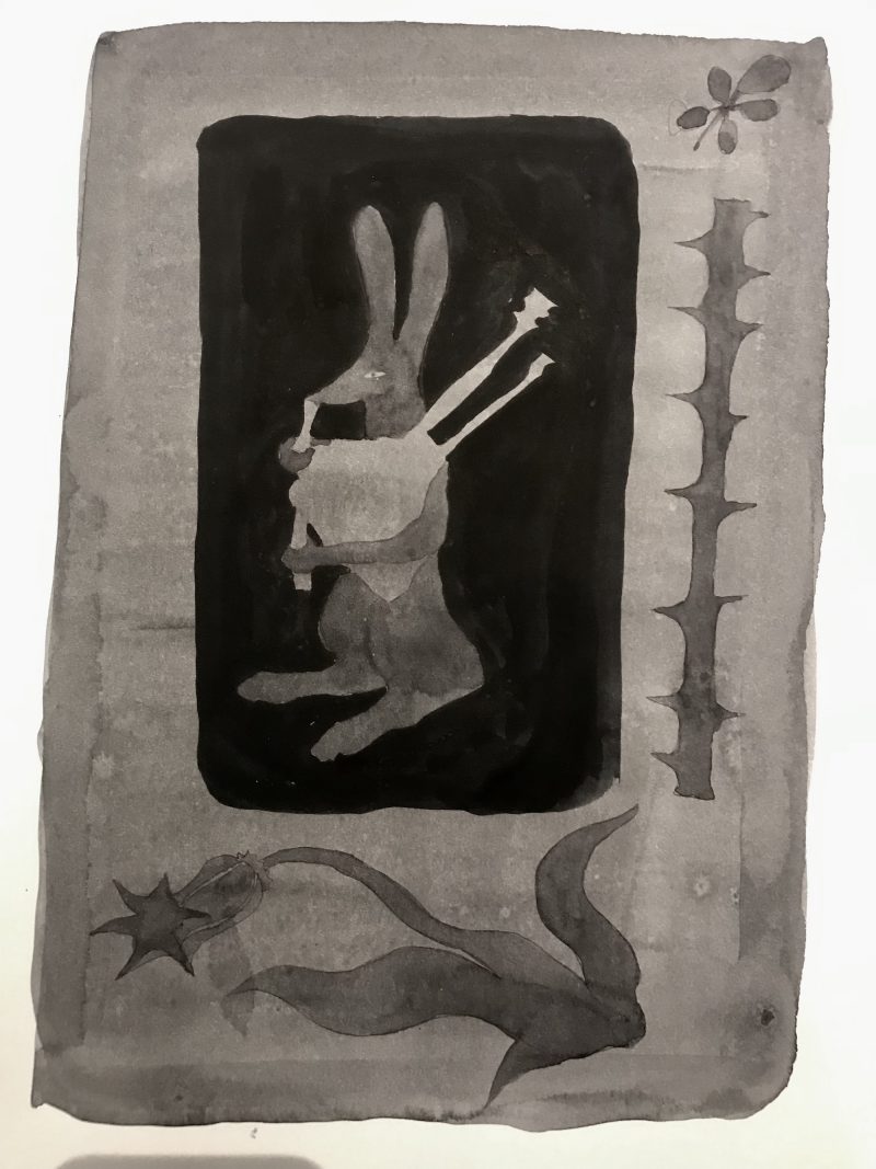 Dessin &agrave; l&rsquo;encre de tanin de ronce.